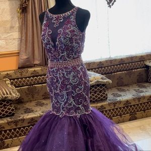 Mermaid purple bedazzled dress